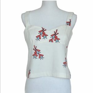 Zara Trafaluc Geo Pattern Cropped Tank Top